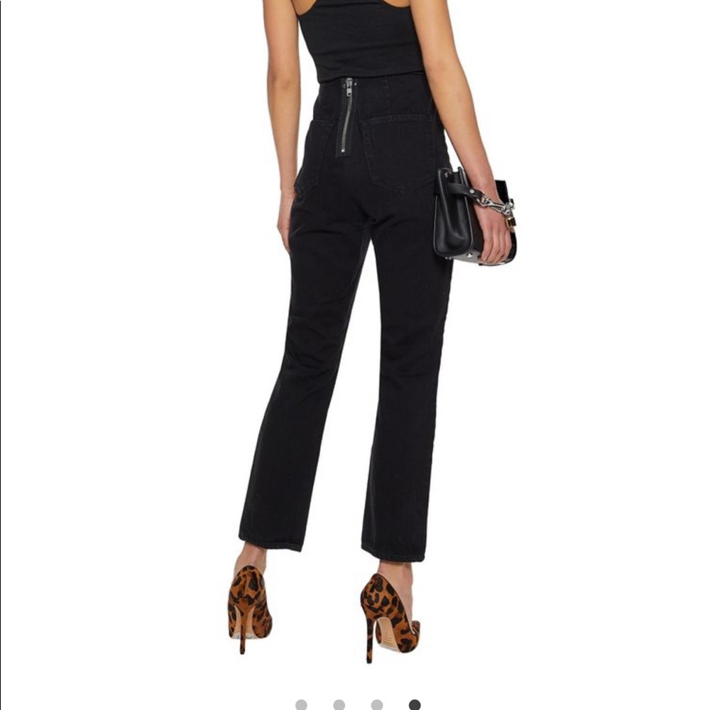 Alexander Wang black straight leg back zip up jean